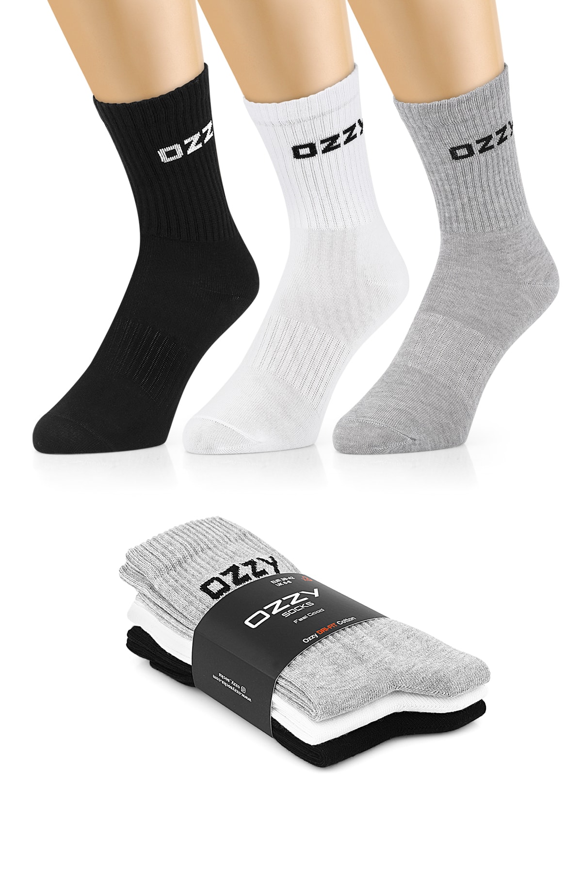 Ozzy Socks 3 Çift Uzun Konçlu Tenis Spor Çorabı Asorti Paket
