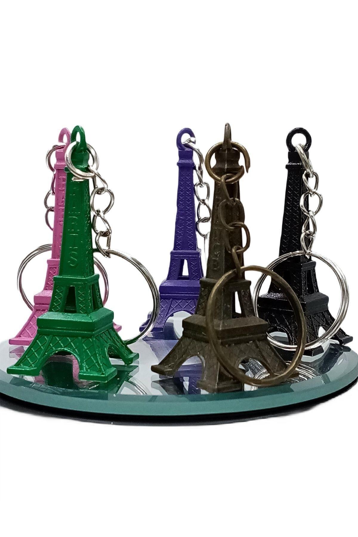 Dünyadan Hediyeler-Paris Eiffel Tower 3d Metal Keychain Colorful 5 Pieces 4