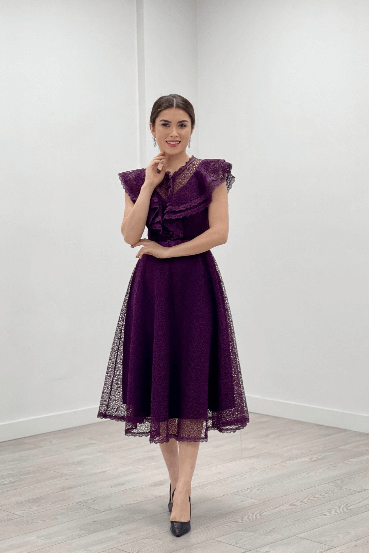 Jolie moi discount purple lace dress