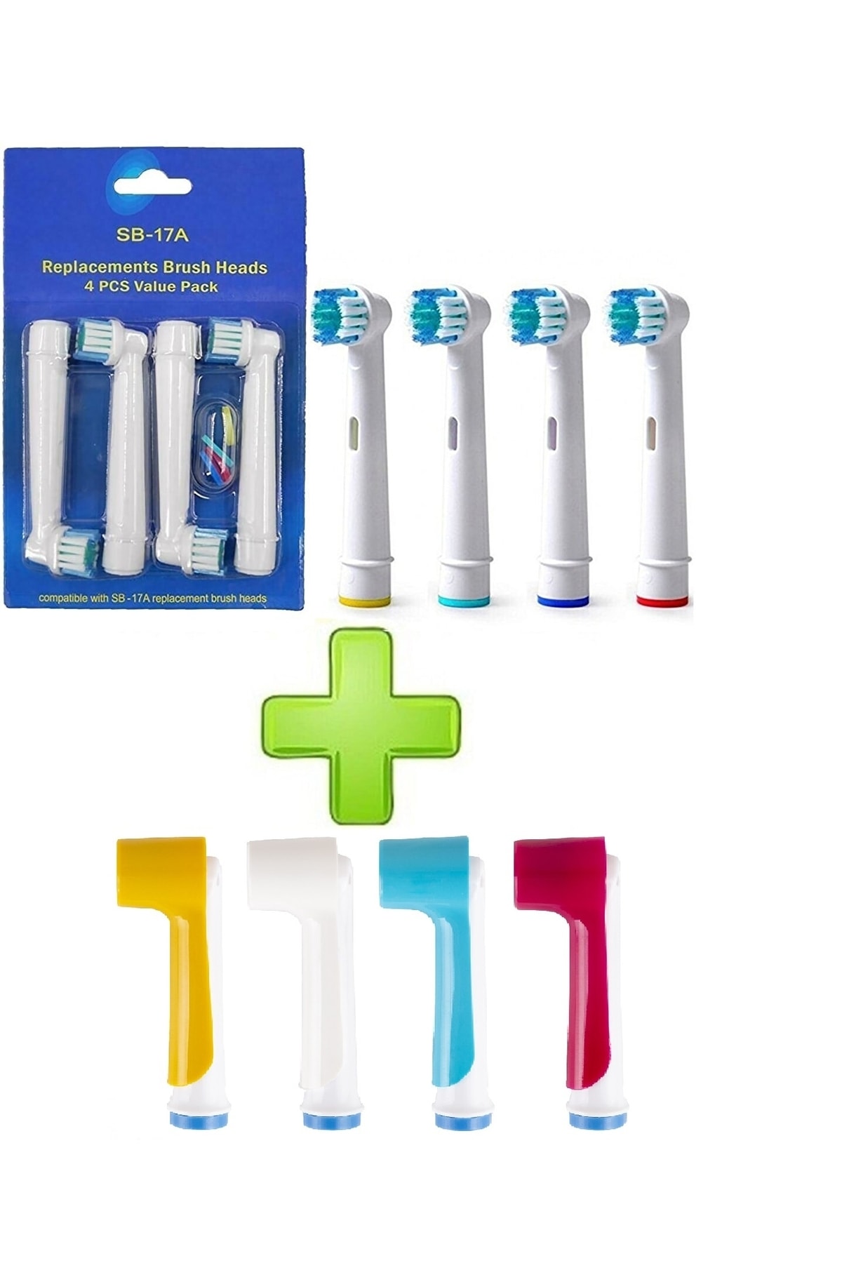 LOVYCO Oral B Diş Fırçasına Uyumlu 4lu Yedek Başlık Ve 4 Adet Renkli Koruyucu Başlık Fırça Ve 4 Kapak