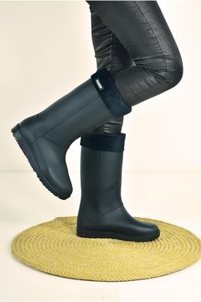 Modaonn Kadın Kürklü Fashion Yağmur Çizmesi ODS0805