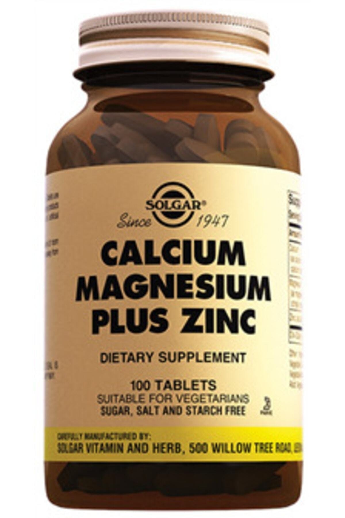 Solgar Kalsiyum Magnezyum + Çinko 100 Tablet