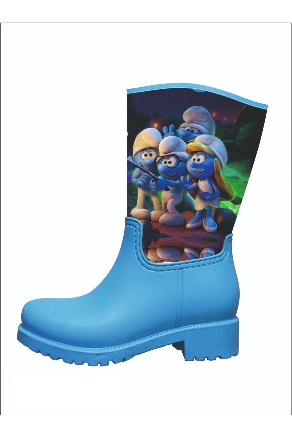 Sea Blue Smurfs Printed Waterproof Girls Rain Boots Trendyol