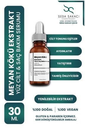 Meyan Kökü Ekstraktlı Yüz Cilt & Saç Serumu 30ml • Doğal Analizli Saf Antioksidan Hammadde Ekstrakt SLAB27