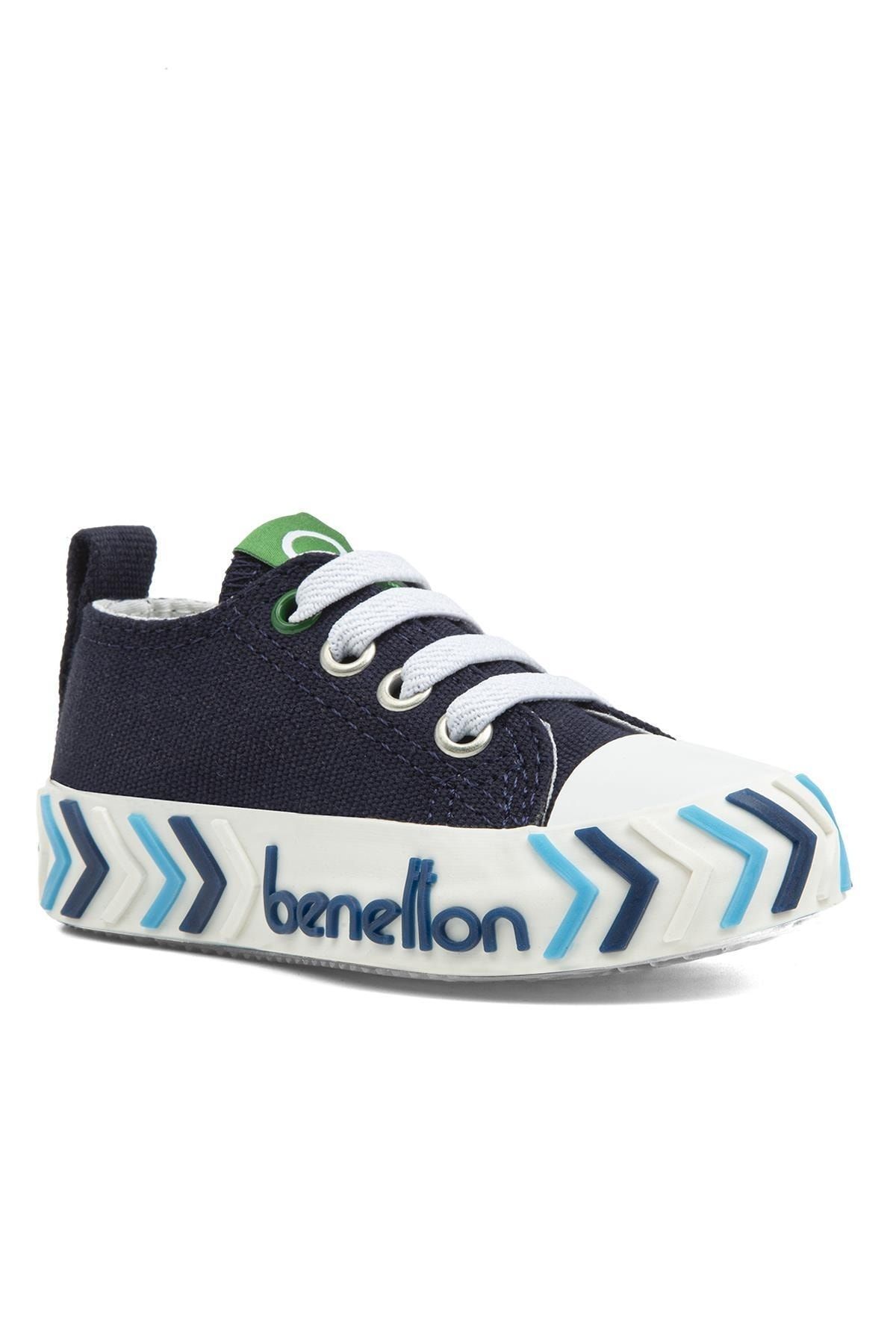 اسنیکر آبی دخترانه و پسرانه بچگانه ® | Bn 30640 3394 سرمه ای تیره کفش ورزشی بچه گانه Benetton
