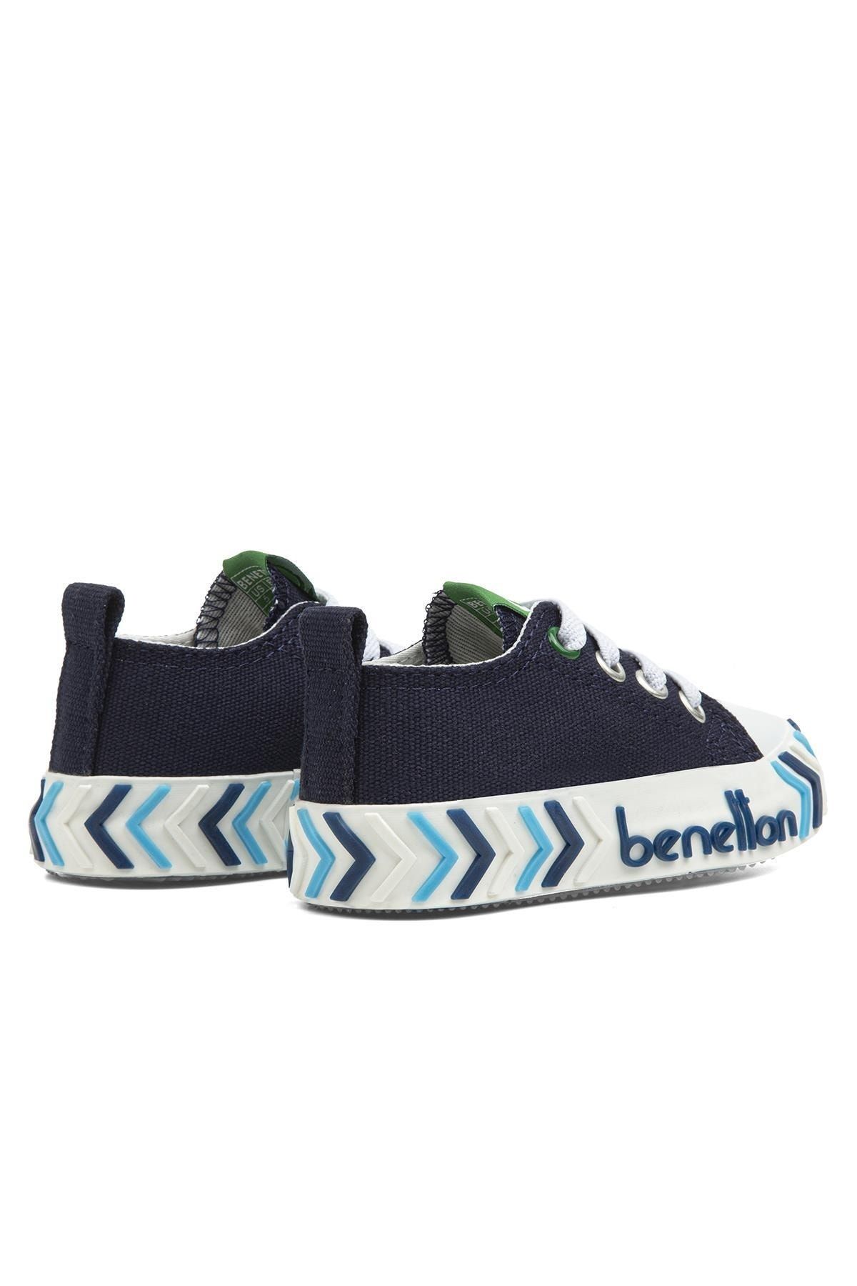 اسنیکر آبی دخترانه و پسرانه بچگانه ® | Bn 30640 3394 سرمه ای تیره کفش ورزشی بچه گانه Benetton