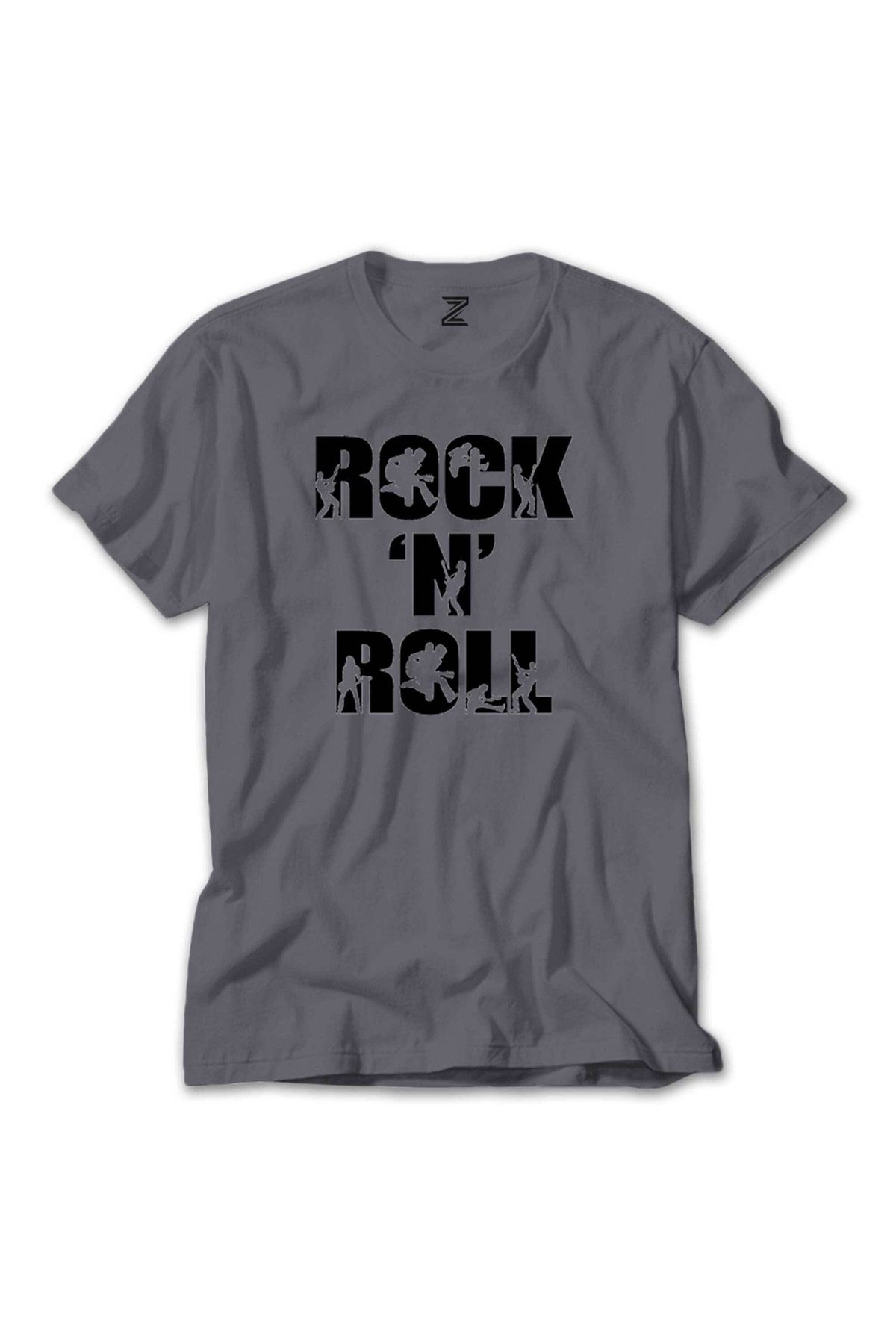 Z zepplin Tricou Negru Rock 'n' Roll Text Gri Unisex - M