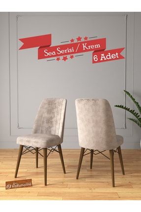 Sea Serisi Mutfak Sandalyesi , Yemek Odası Sandalyesi , Bahçe Sandalyesi 6 Adet - Krem 0575-003