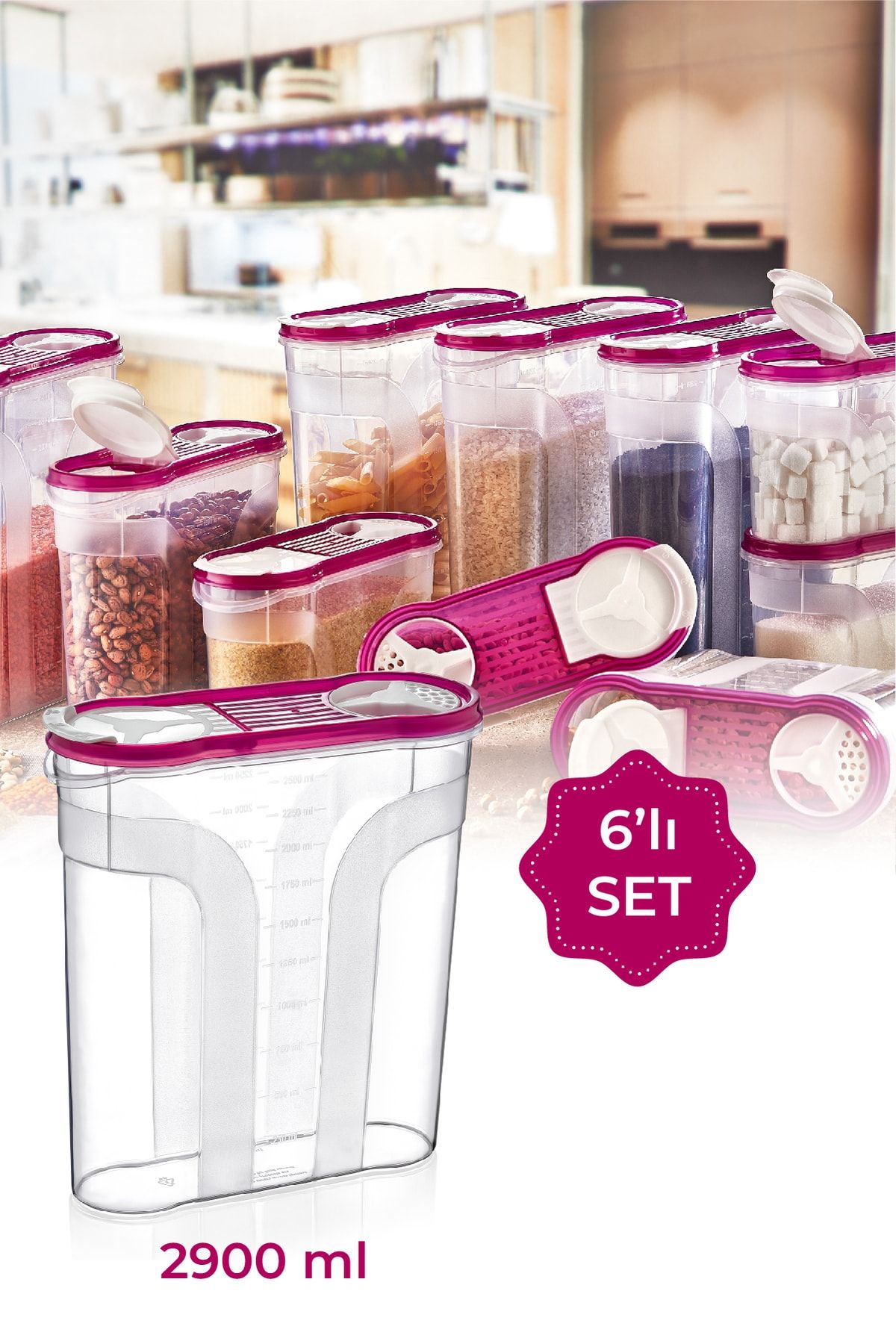 Vienev-Set of 6 Food Containers 2900 Ml Purple 2
