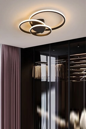 Fer Avize Ivan Modern Tasarım Siyah Renk Salon Mutfak Hol Beyaz Led 3 Lü Avize