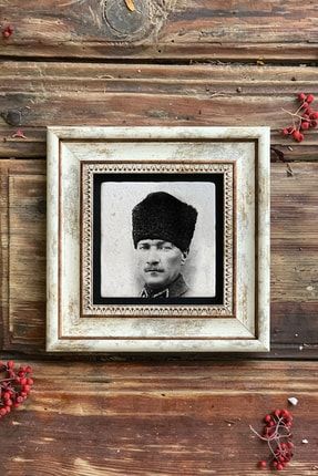 Çerçeveli Taş Duvar Dekoru Tablo 20cm X 20cm Atatürk Fotoğrafı CDD1-40-913