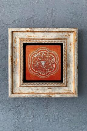 Sri Yantra Çerçeveli Taş Duvar Dekoru 20x20 cm CDD-40-1031