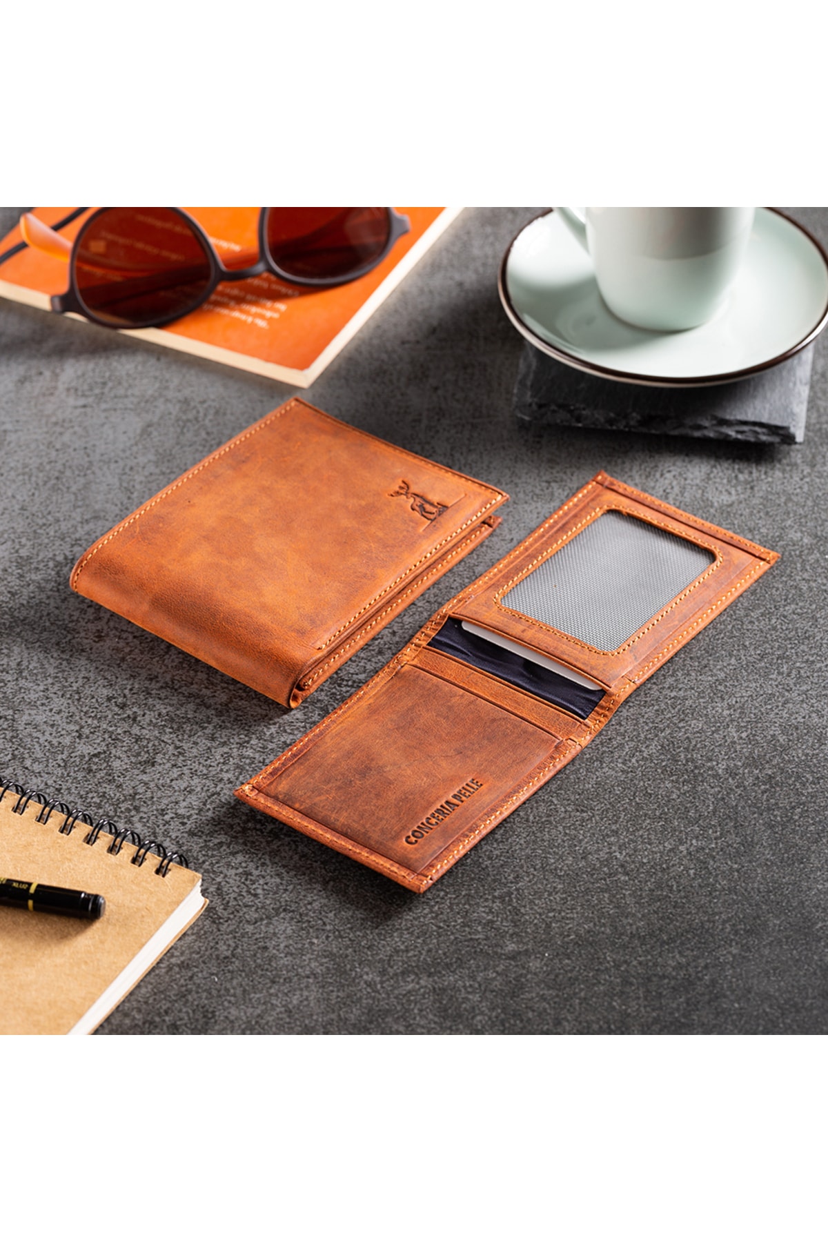 کیف پول مردانه نارنجی Conceria Pelle | 1020205 اورجینال - تصویر 3