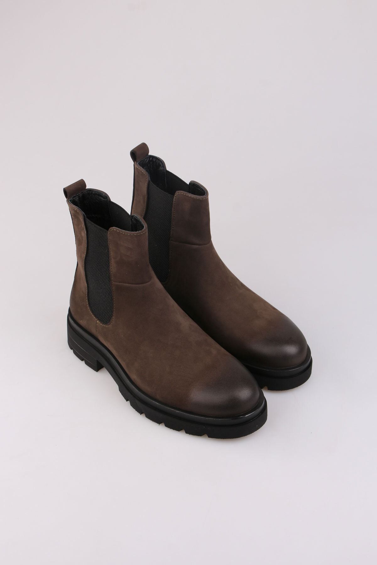 Dark brown leather ankle shop boots