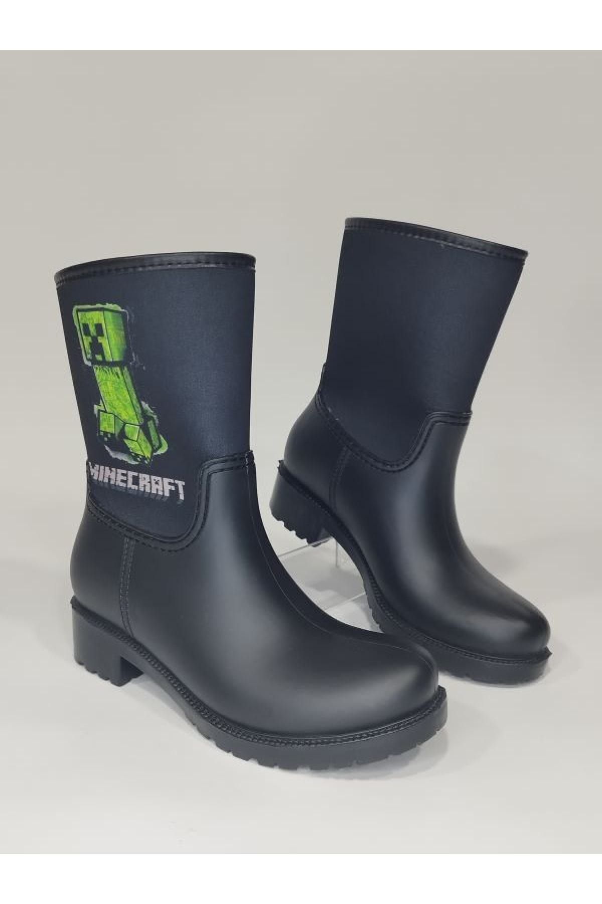 Sea Blue Minecraft Waterproof Children s Youth Rain Boots 9 Trendyol