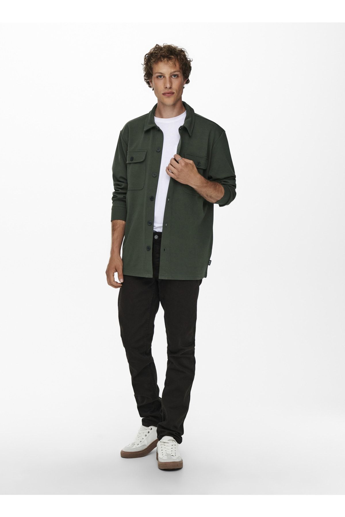 پیراهن مردانه خاکستری تیره ساده 22021279_onsnewkodyl Overshort Swea Only & Sons