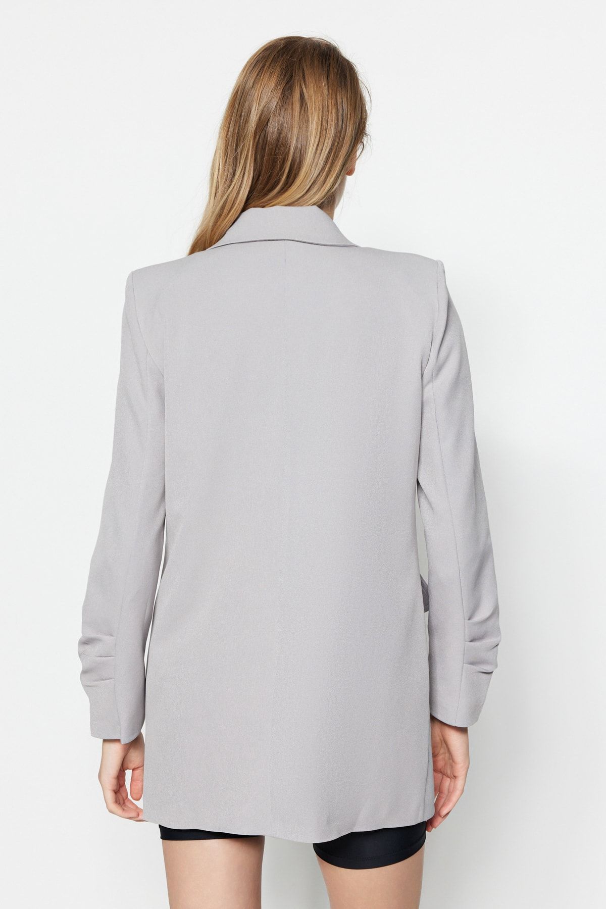 Trendyol Collection-Szara marynarka oversize z podszewką i podszewką TWOSS23BC00067 7