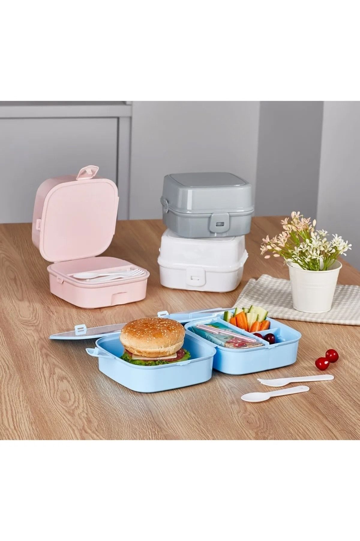 ORGANİZERS 2 Katlı 4 Bölmeli Gri Premium Kiddy Lunch Box - Premium 3 1  Beslenme Çantası - Yemek Saklama Kabı Fiyatı, Yorumları - Trendyol