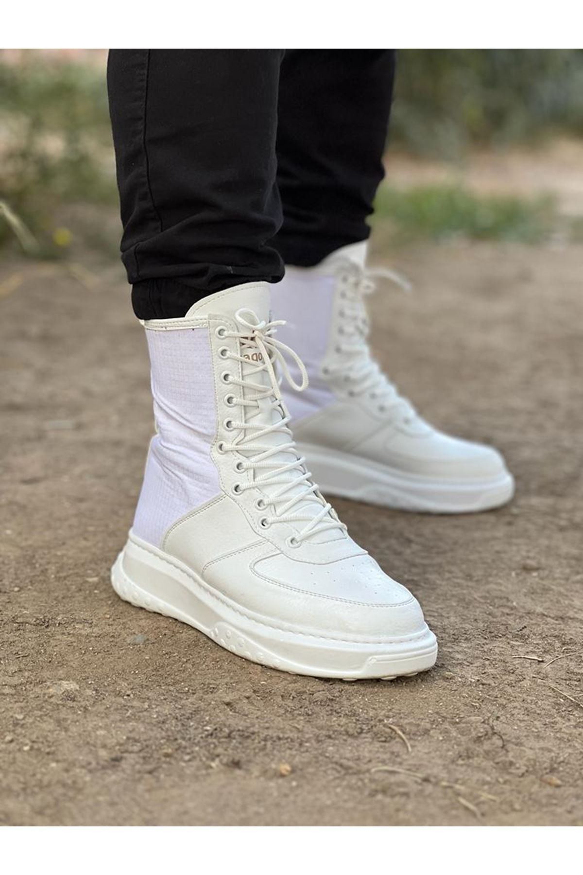 WG Fashion-Mp012 Bt Lace-Up Parachute Fabric Orthopedic High/Thick Sole Water And Cold Proof Men's Boots White 4