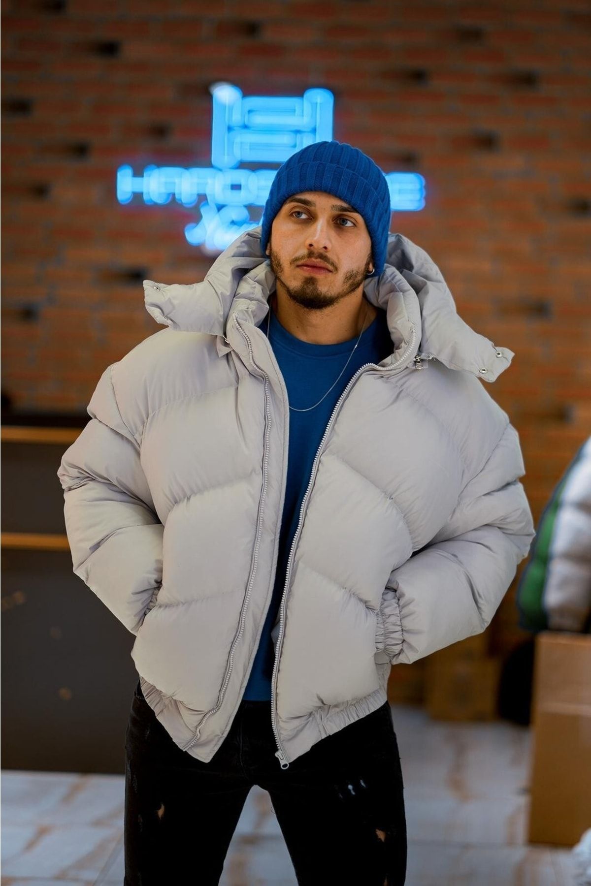 Cold laundry puffer jacket grey best sale