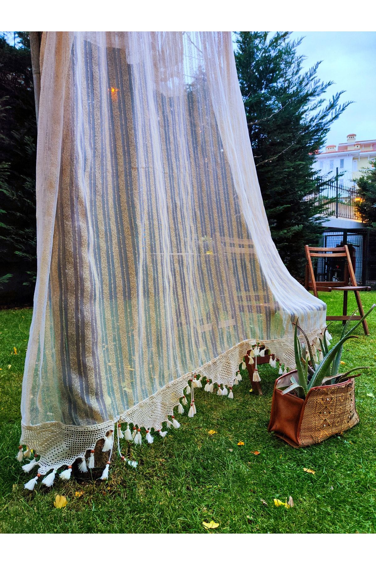 swantullehome %100 Pamuk Buldan Dokuma Işleme Perde.