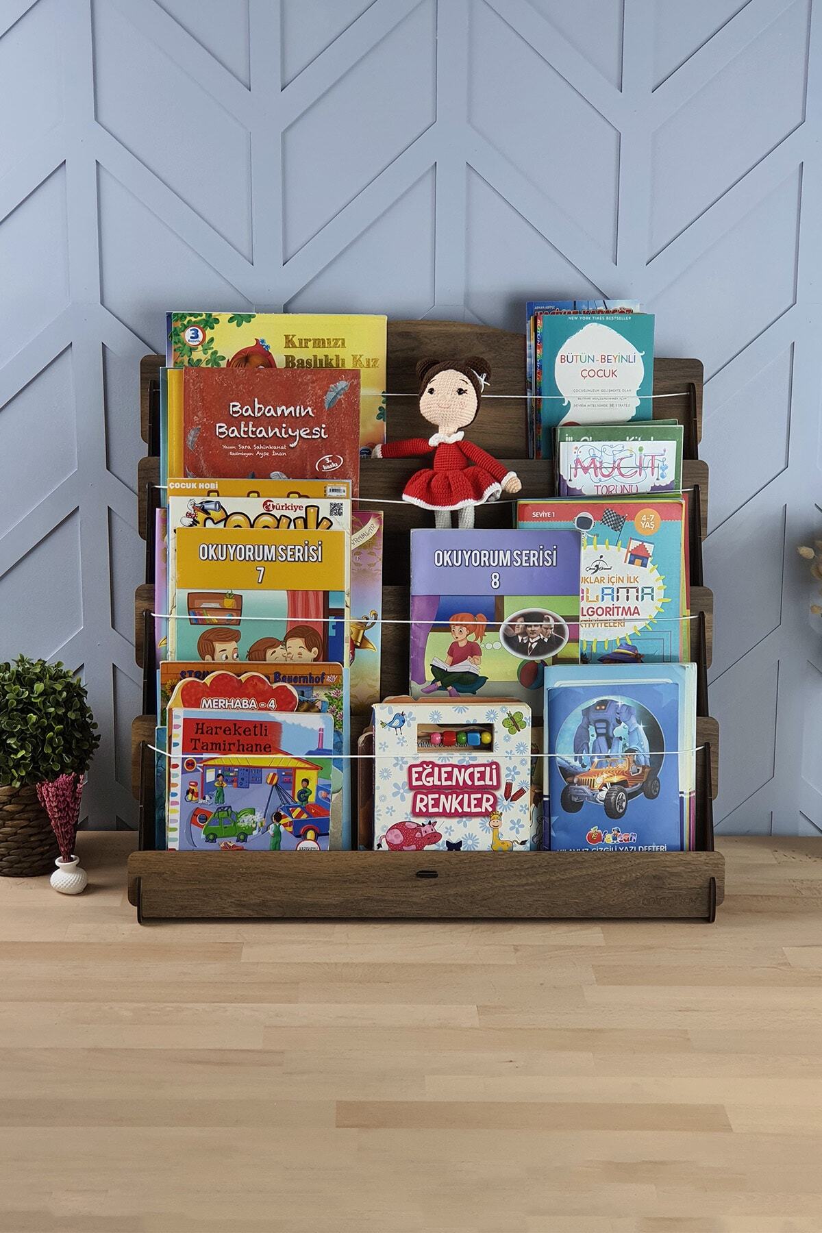 Mingitav Lucky Montessori Ahşap Çocuk Odası 4 Raflı Kitaplık fotoğrafı 3 (önizleme)