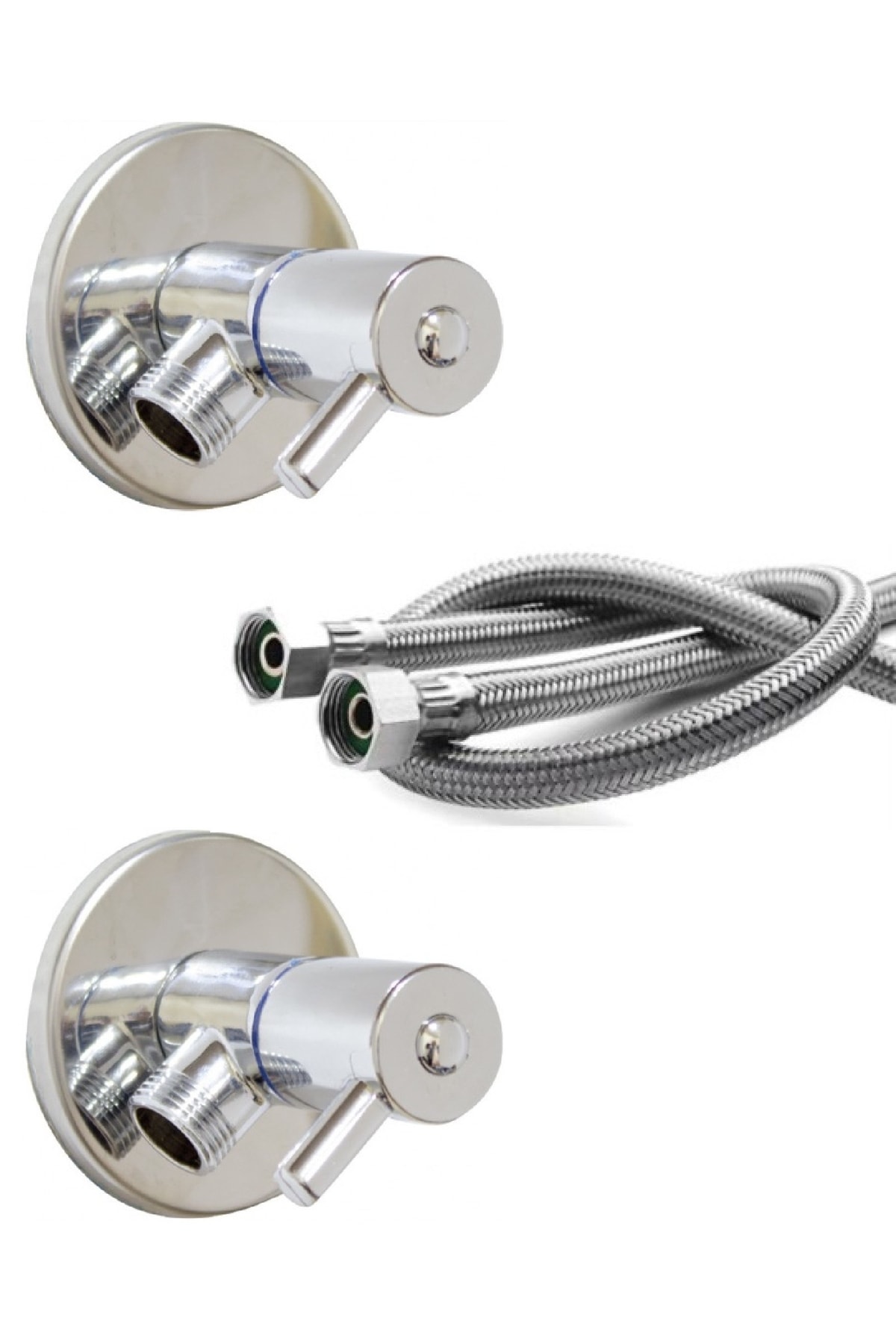 Alecra Çubuk Taharet Klozet Flex Bağlantı Takımı 2 Adet Flex Hortum 2 Adet Klozet Çubuk Taharet Musluğu