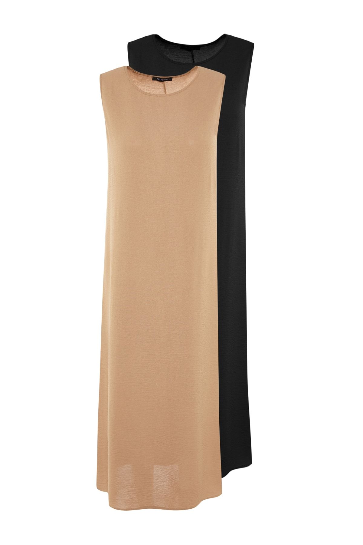 Trendyol Modest-Schwarz-Beige 2er-Pack Unterwäsche Aerobin Woven Lining Dress TCTSS23EB00146 13