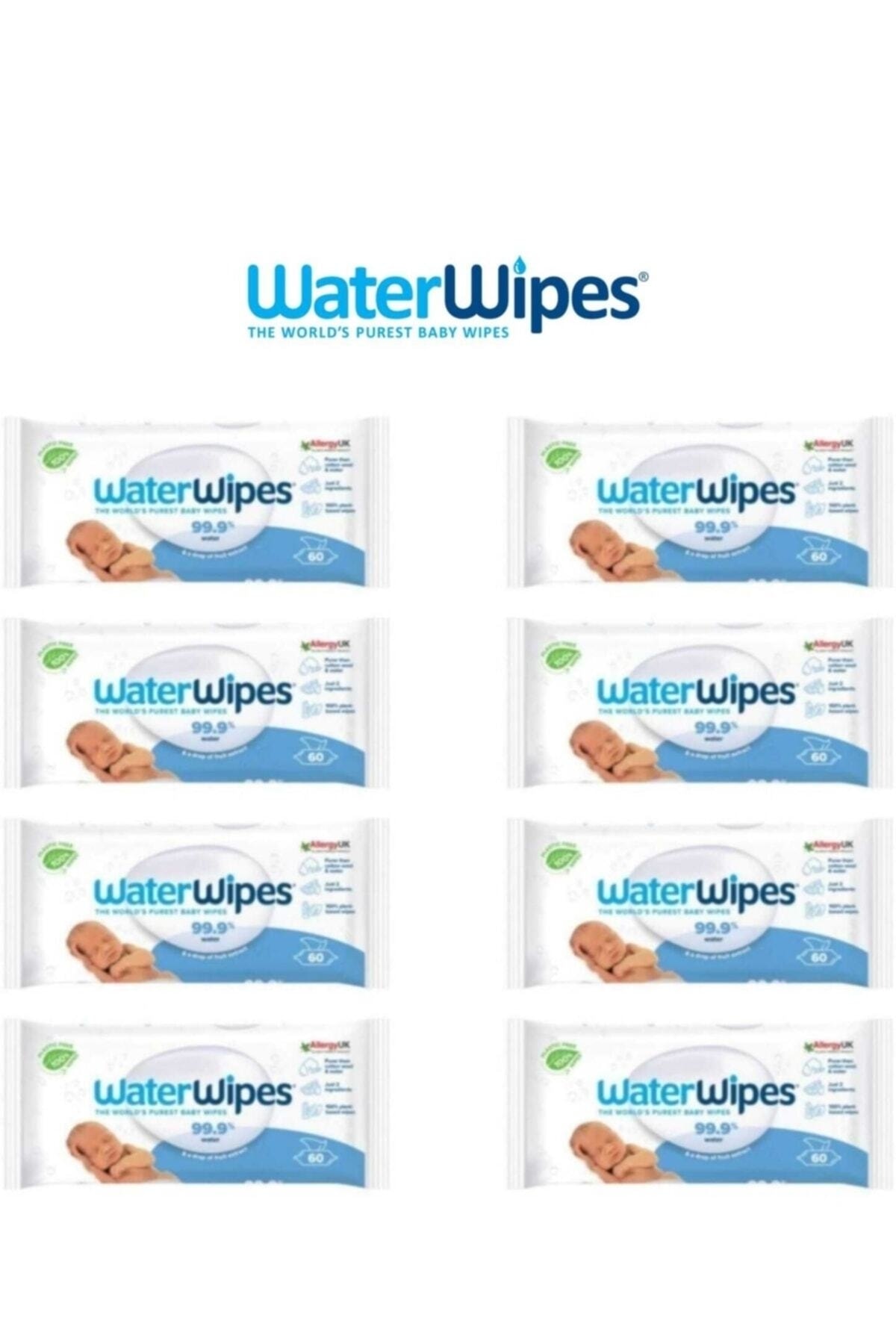 WaterWipes Doğal Yeni Islak Mendil Bio Original Baby 8'lix60 (480 Yaprak) Wipes