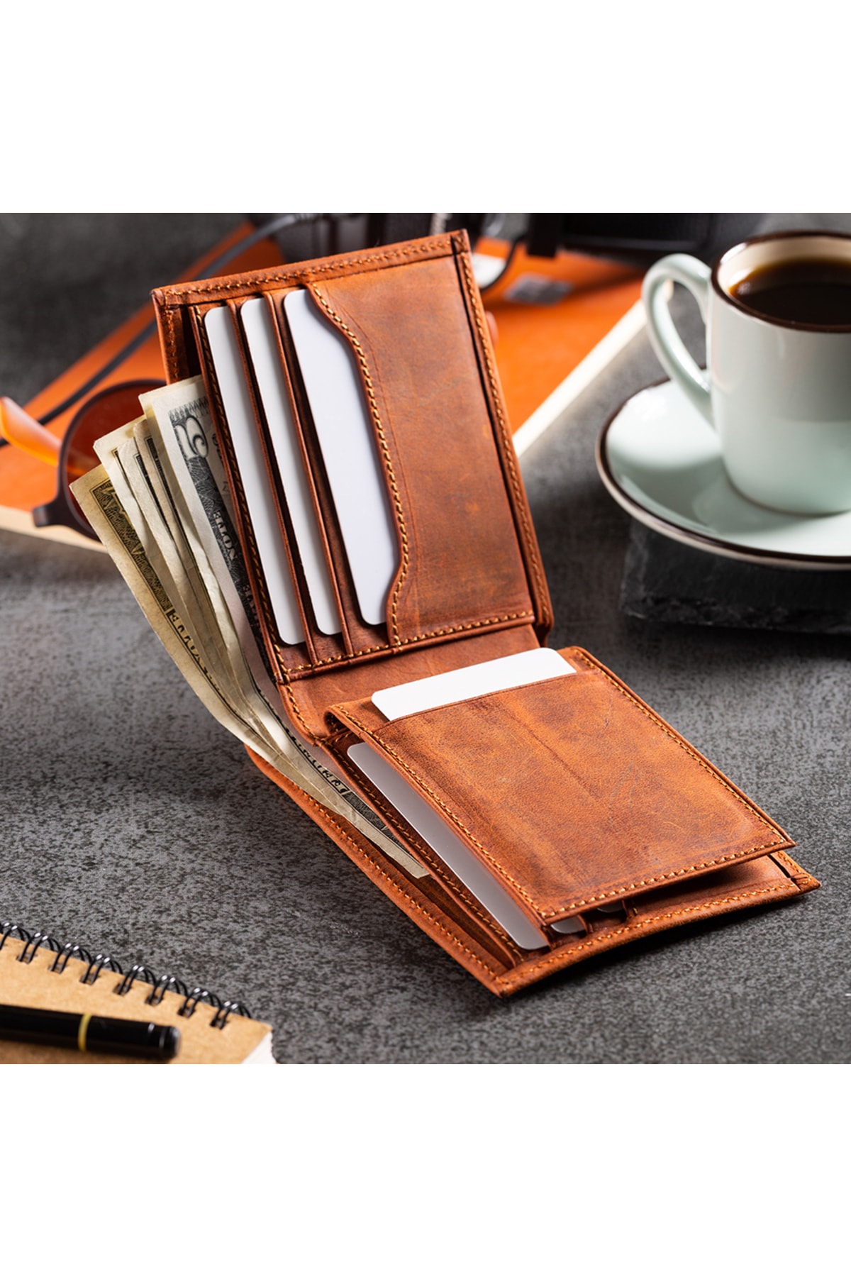 کیف پول مردانه نارنجی Conceria Pelle | 1020205 اورجینال - تصویر 2