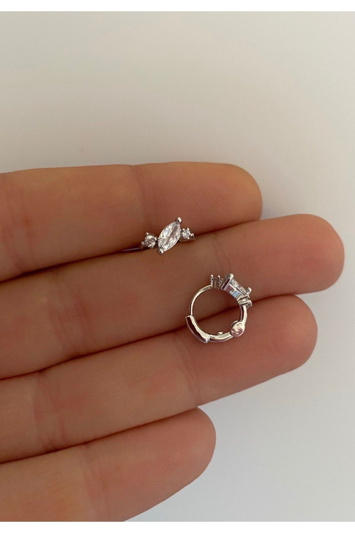 Cerrahi Çelik Zirkon Taşlı Tragus Rook Forward Lobe Helix Kıkırdak Uyumlu Halka Piercing Küpe