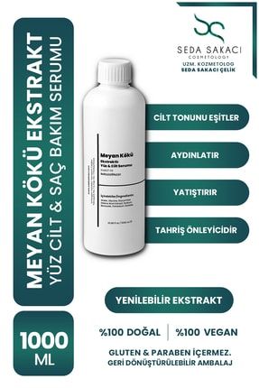 Meyan Kökü Ekstrakt 1000ml • Yüz Cilt & Saç Serumu, Doğal Analizli Saf Antioksidan Hammadde SLAB270