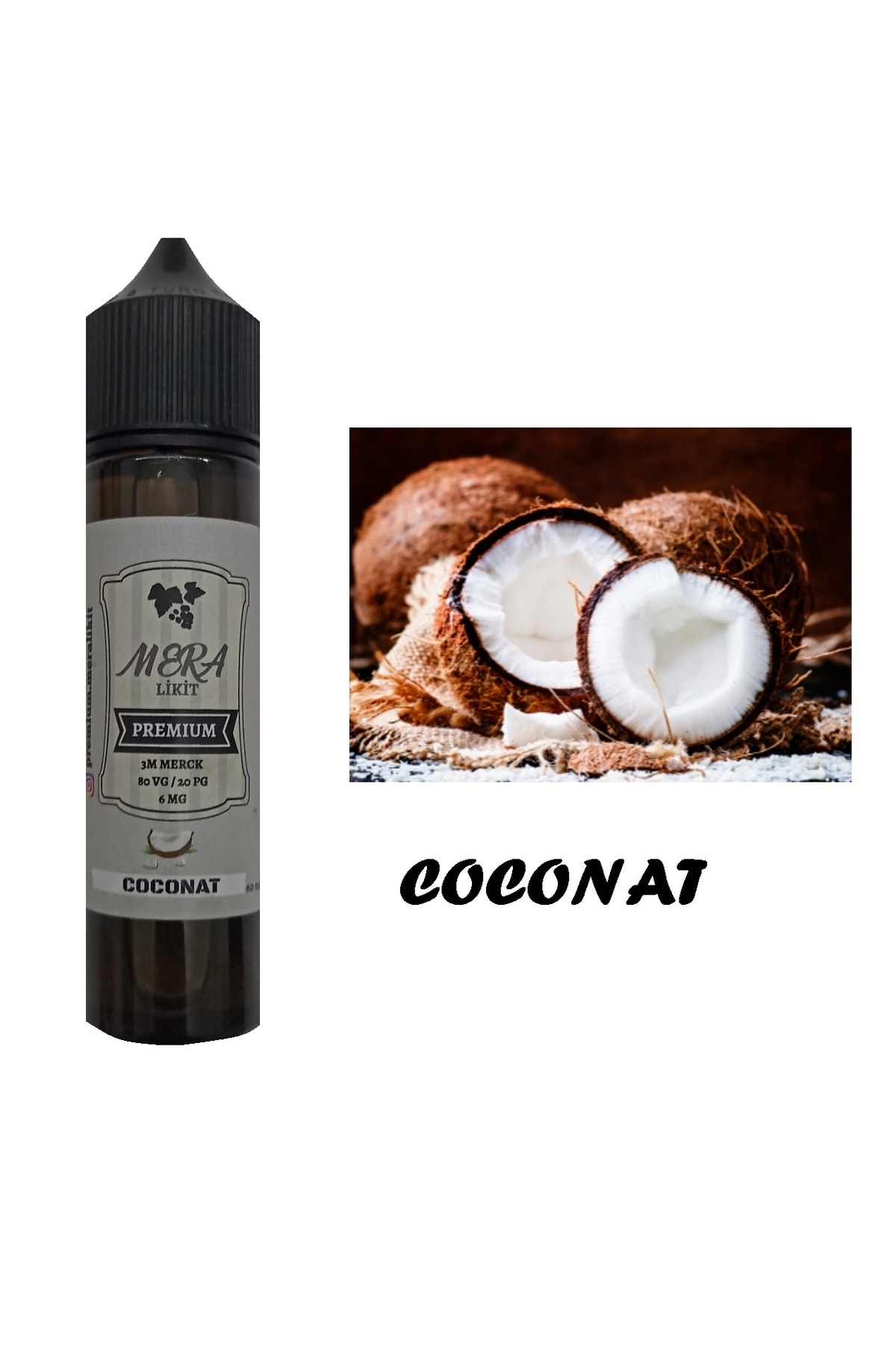 Mera Likit Coconat Aromalı Likit 60 Ml - 3m Merck 80vg/20pg Premium 6mg
