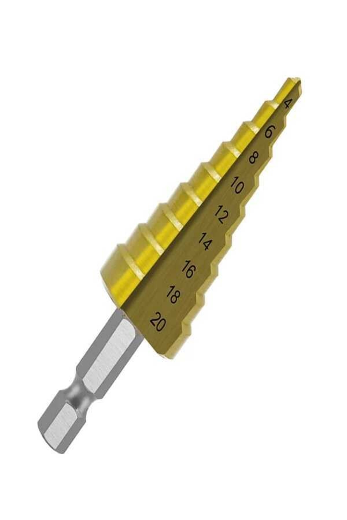 Alpha Tasarım Atölyesi Kademeli Matkap Ucu 4-20 Mm Sarı Titanyum Konik