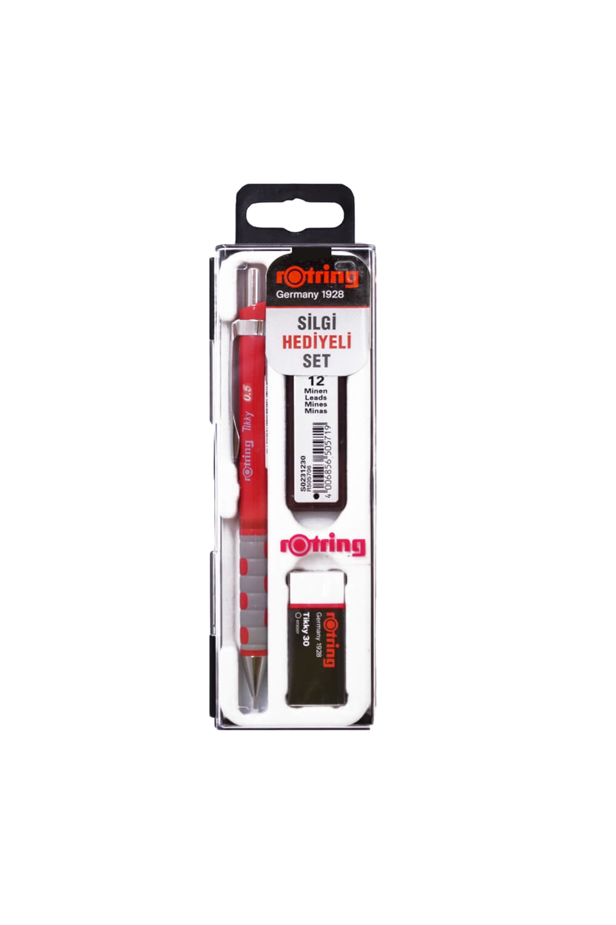 Rotring Versatil Kalem Tikky 0.5mm Silgi Uç Kırtasiye Seti Kırmızı-2719
