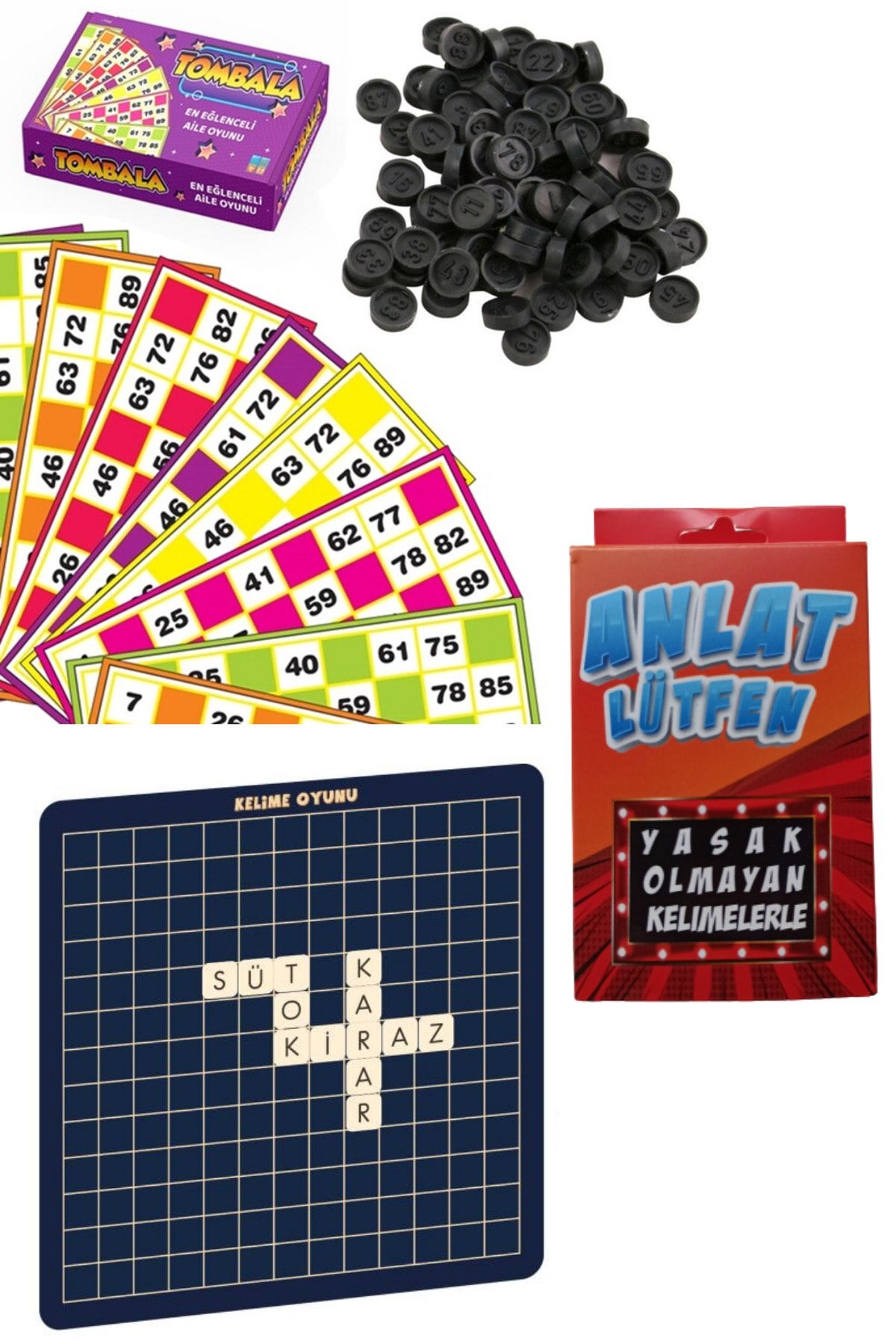 Yılbaşı Seti, Eğlence Oyunları, Tombala, Kelime Oyunu, Anlat Lütfen, Tonbala, 3 Lü Oyun Set