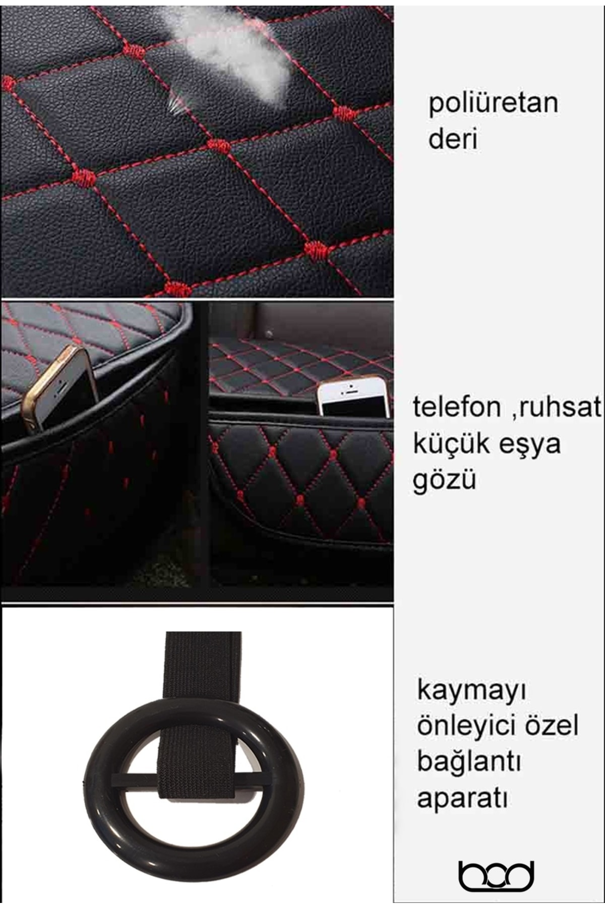 Bod Dali Serisi Deri Koltuk Minder Koruma Kılıfı Oturak 3 Lü Set Siyah-beyaz fotoğrafı 3 (önizleme)