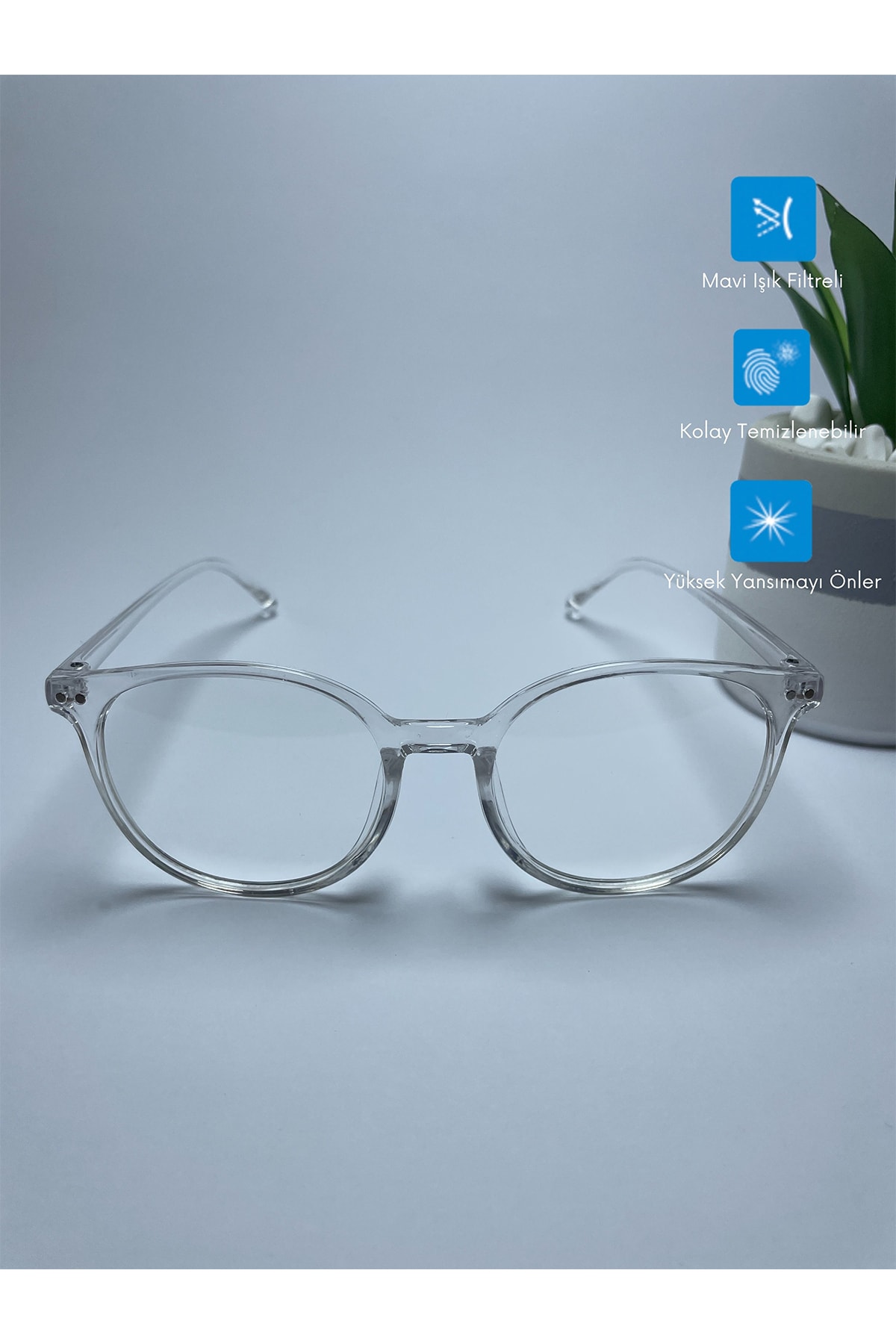 VisionGlasses Vo029 Şeffaf Ince Unisex Mavi Işık Koruyucu Gözlük