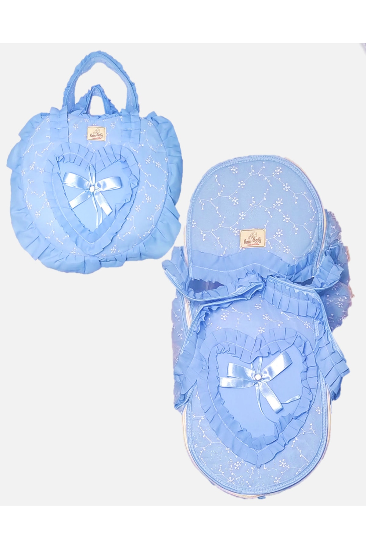 miniklife Tütülü Kalpli Bebek Bakım Çantası Ve Portbebe 2 Li Bebek Taşıma Seti