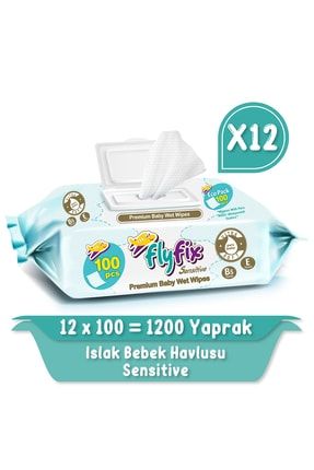 Sensitive 12x100 Lü 1200 Yaprak Premium Islak Mendil Bebek Havlusu FLYFİX SENSİTİVE 12*100-T