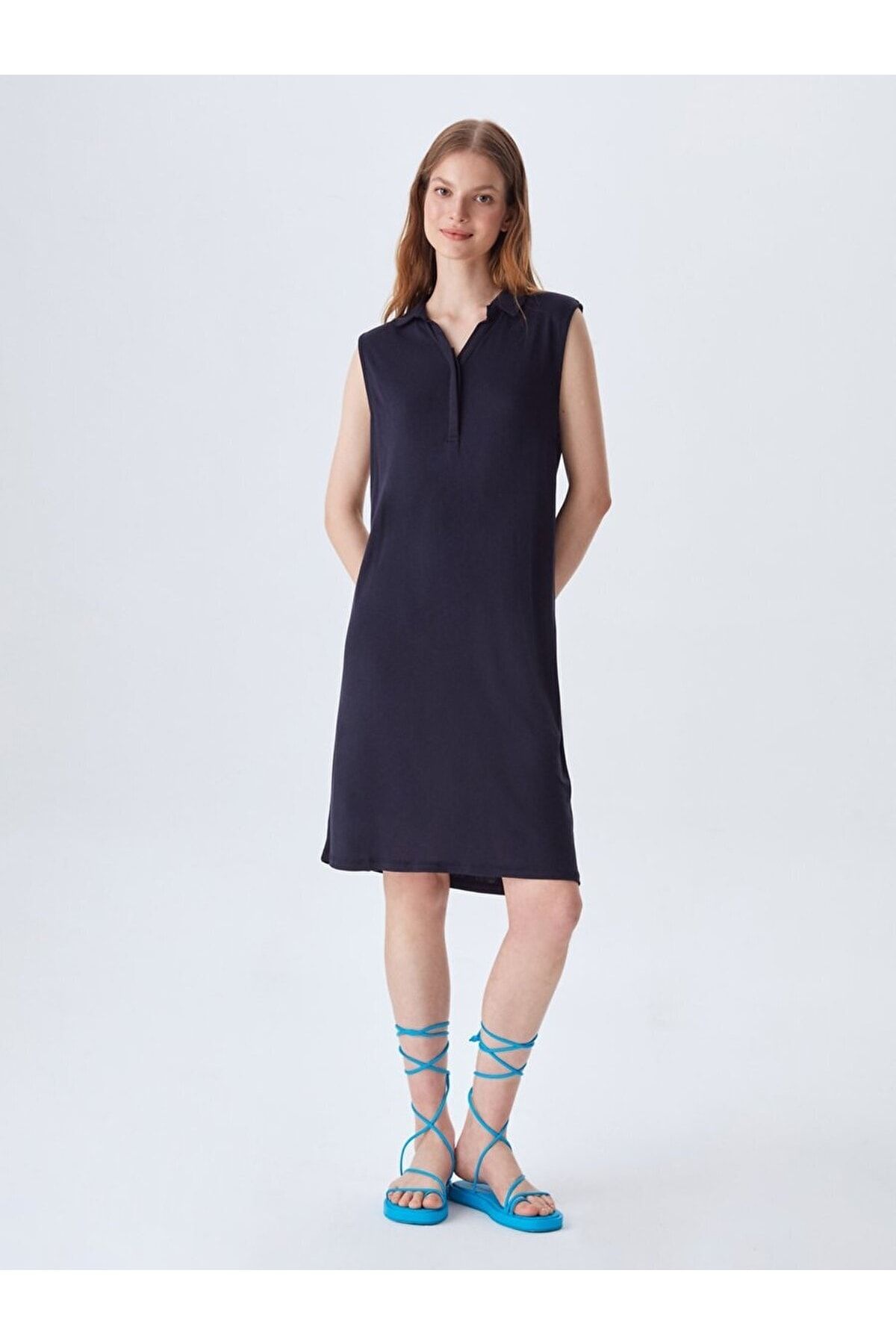 Dark blue cheap shift dress
