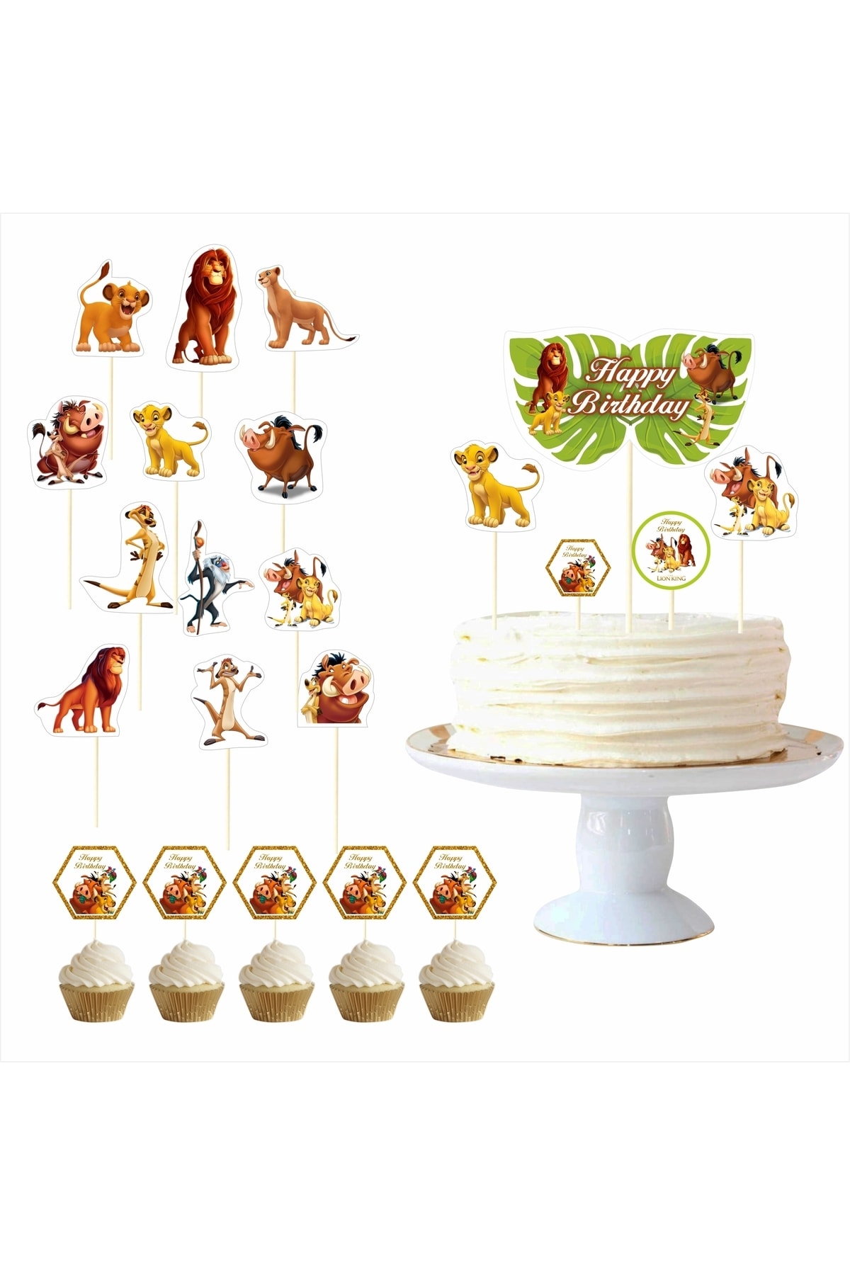 The Lion King / Aslan Kral / Simba Doğum Günü Pasta Süsü Kürdan Seti