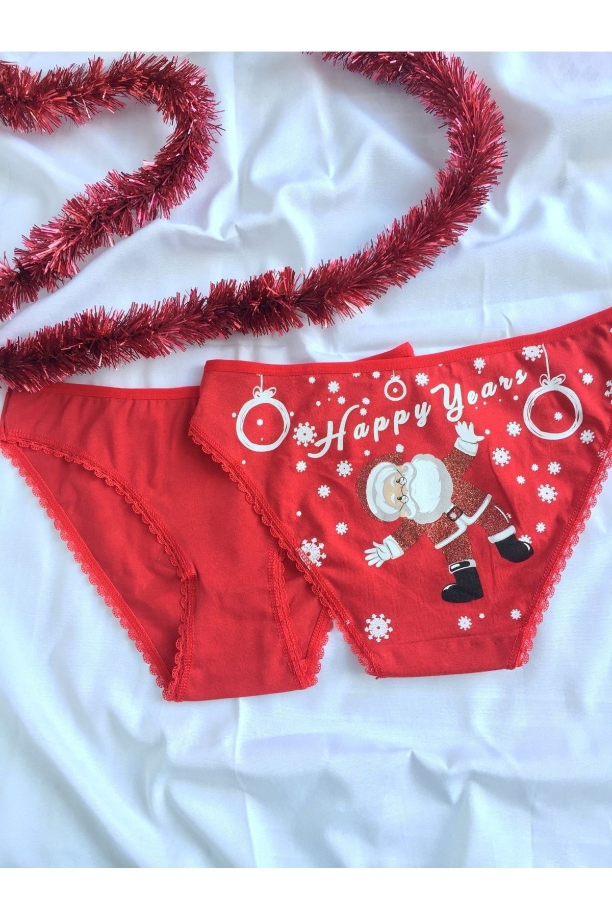 Christmas Red Panties.Underwear Red Lingerie. Happy New Year