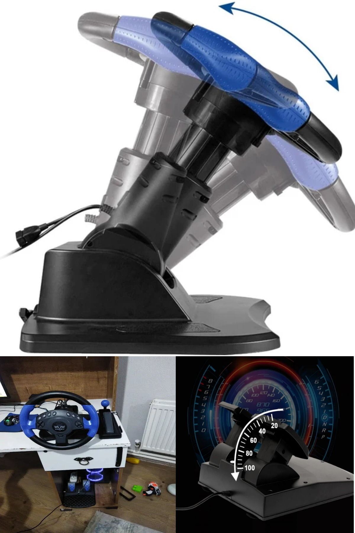 Midday-7 In 1 Ps2, Ps3,ps4, Ps5 Compatible X Box One Computer Compatible 270 Degree Rotatable Steering Set 5