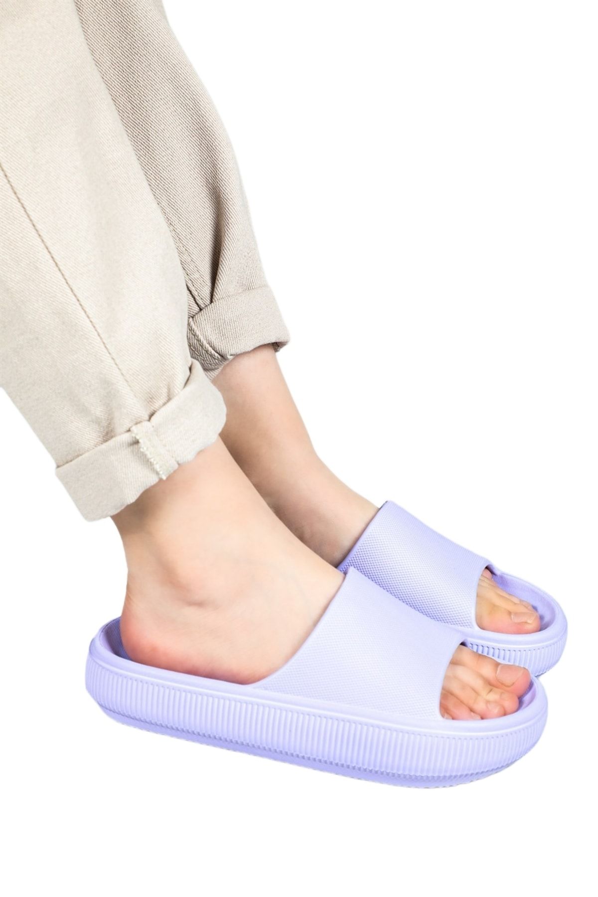Lideral Unisex Yeezy Purple Color Slide Slippers with Double Buckle