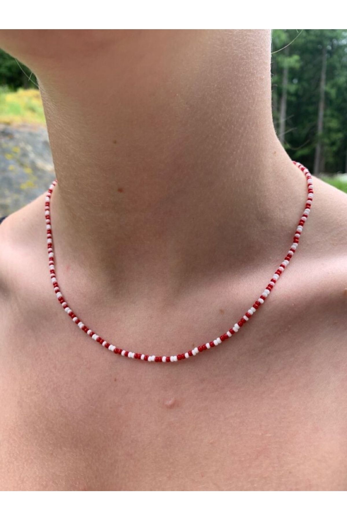 Red beads shop necklace