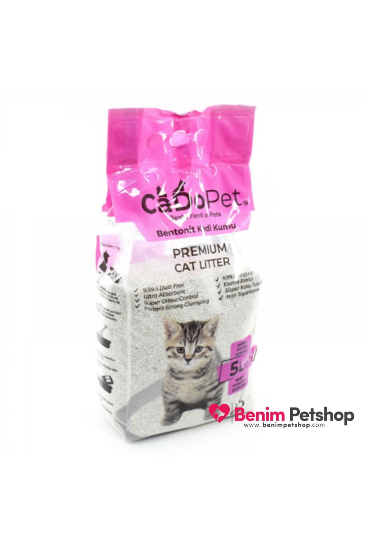 Cado Pet 4 Adet 5 Litre Premium Bentonit Kedi Kumu Bebek Pudralı