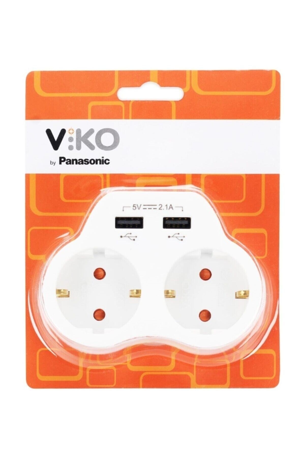 White 2-Piece Plug Socket Fast Charger with Ground and 2.1 Amp 2 Usb Output