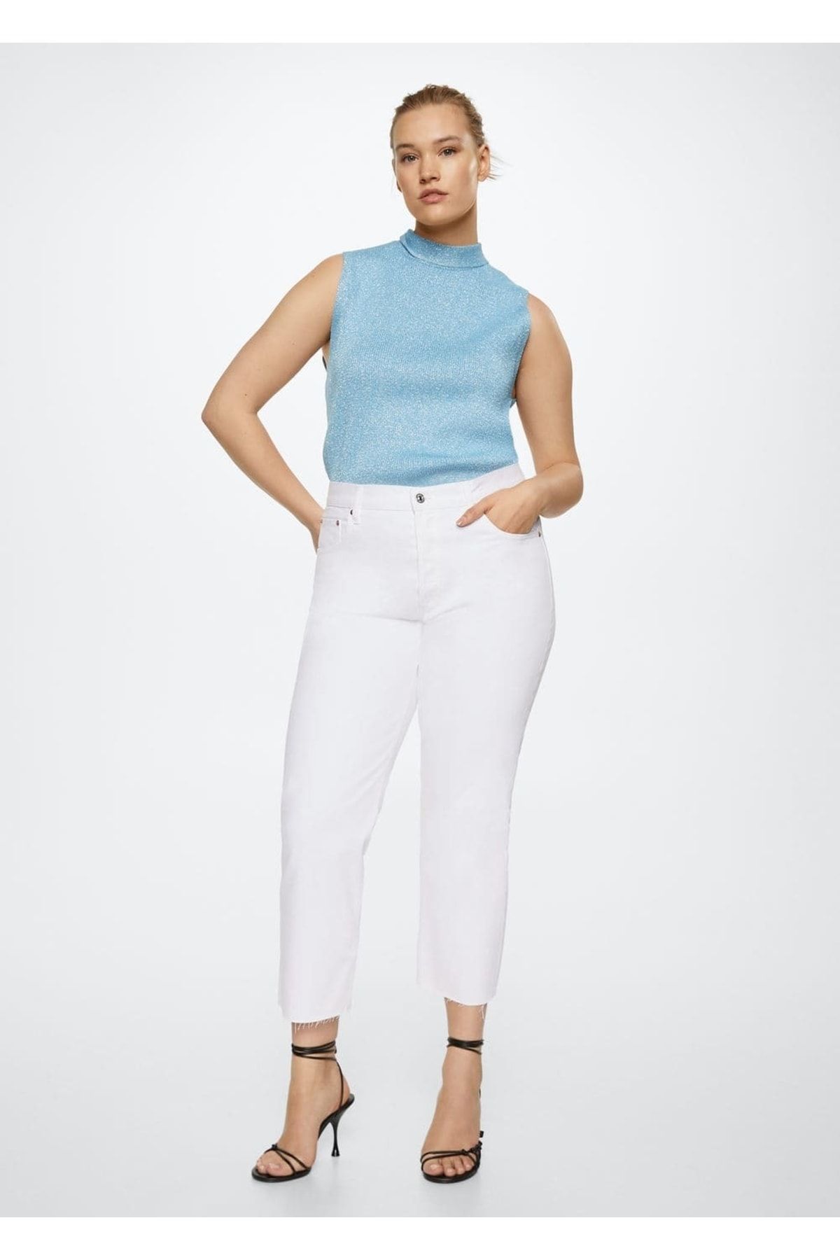 Yüksek Belli Crop Düz Kesim Jean