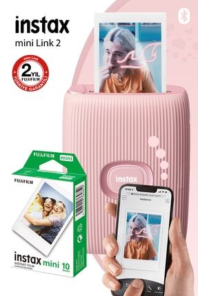 Instax Mini Link 2 Toz Pembe Akıllı Telefon Yazıcısı Ve 10'lu Mini Film FOTSI00169-10